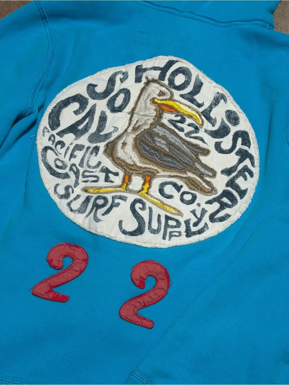 Vintage Hollister HCO Surf Supply Full-Zip Hoodie Turquoise Blue | Medium